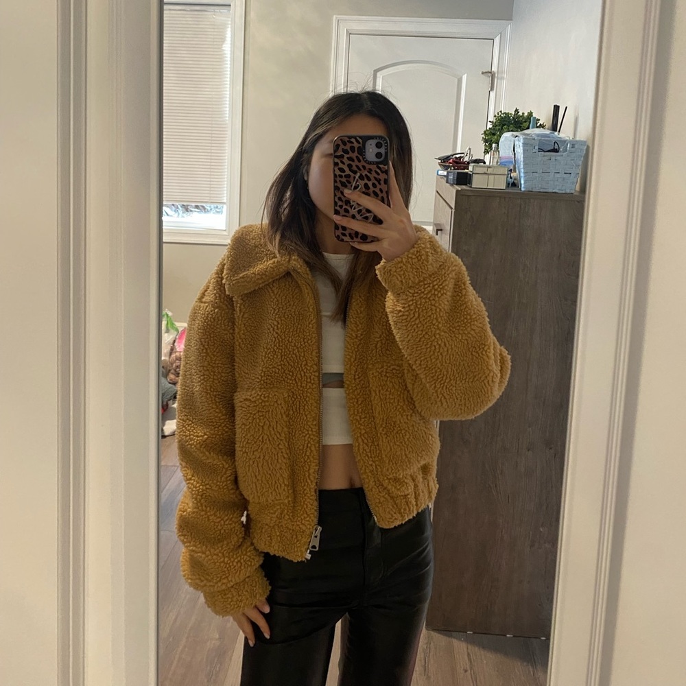 Tan Teddy Jacket from Urban Outfitters